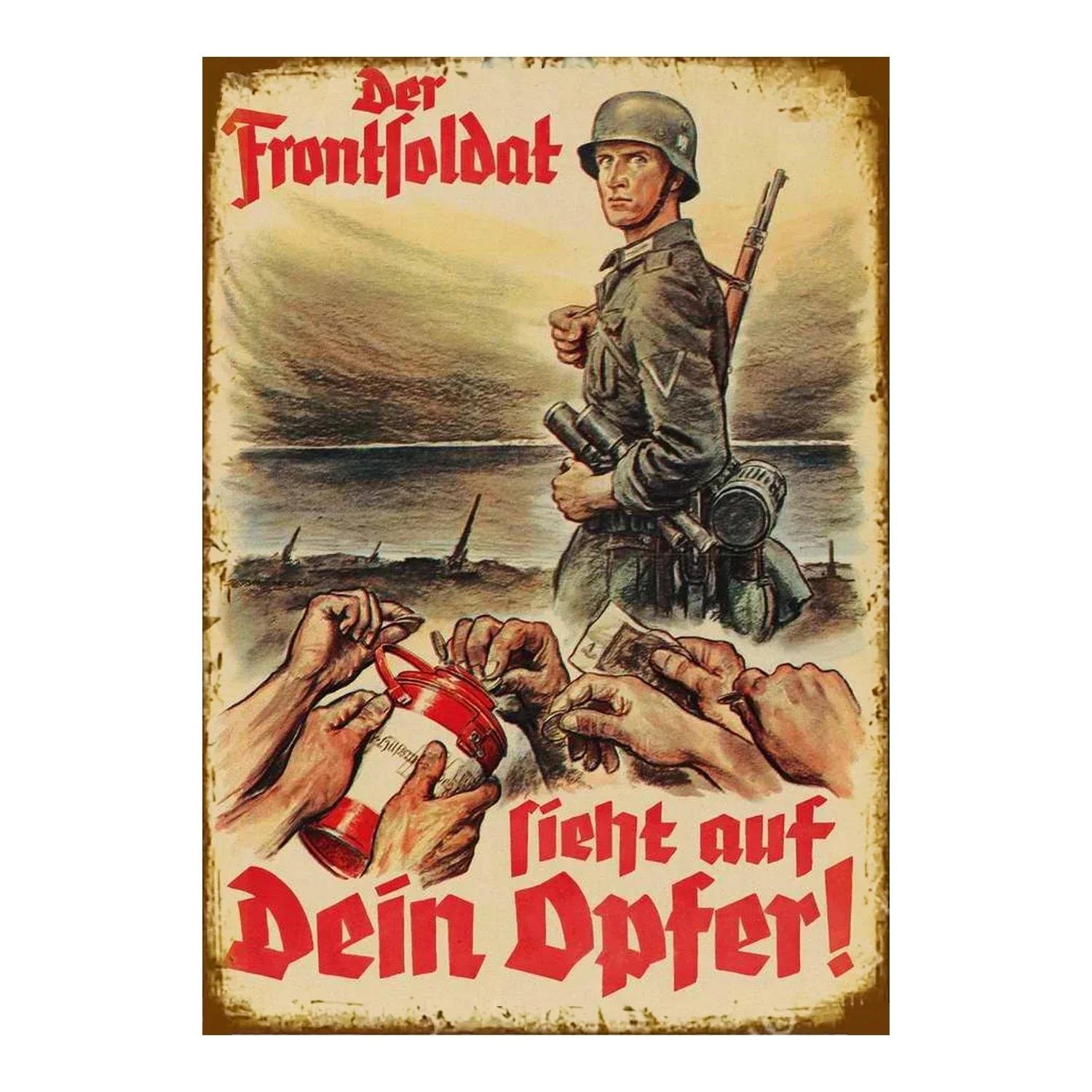 Ruhe bewahren  Vintage Deutsche Metall-Wandskulptur | Halloween- & Weihnachtsgeschenk, Dekoration für Hausbar/Garage/Café/Wohnzimmer 20x30cm（7.8x11.8inch） black