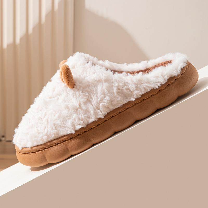 Autumn and winter cotton slippers winter plush couple home indoor plush thermal slippers