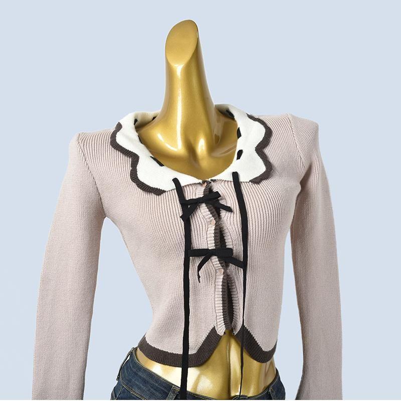 Pure Desire Style Sexy Hanging Neck off-Shoulder Knit Cardigan Spring and Autumn Sweet Gyaru Slim Fit Short Inner Wear Base Sweater