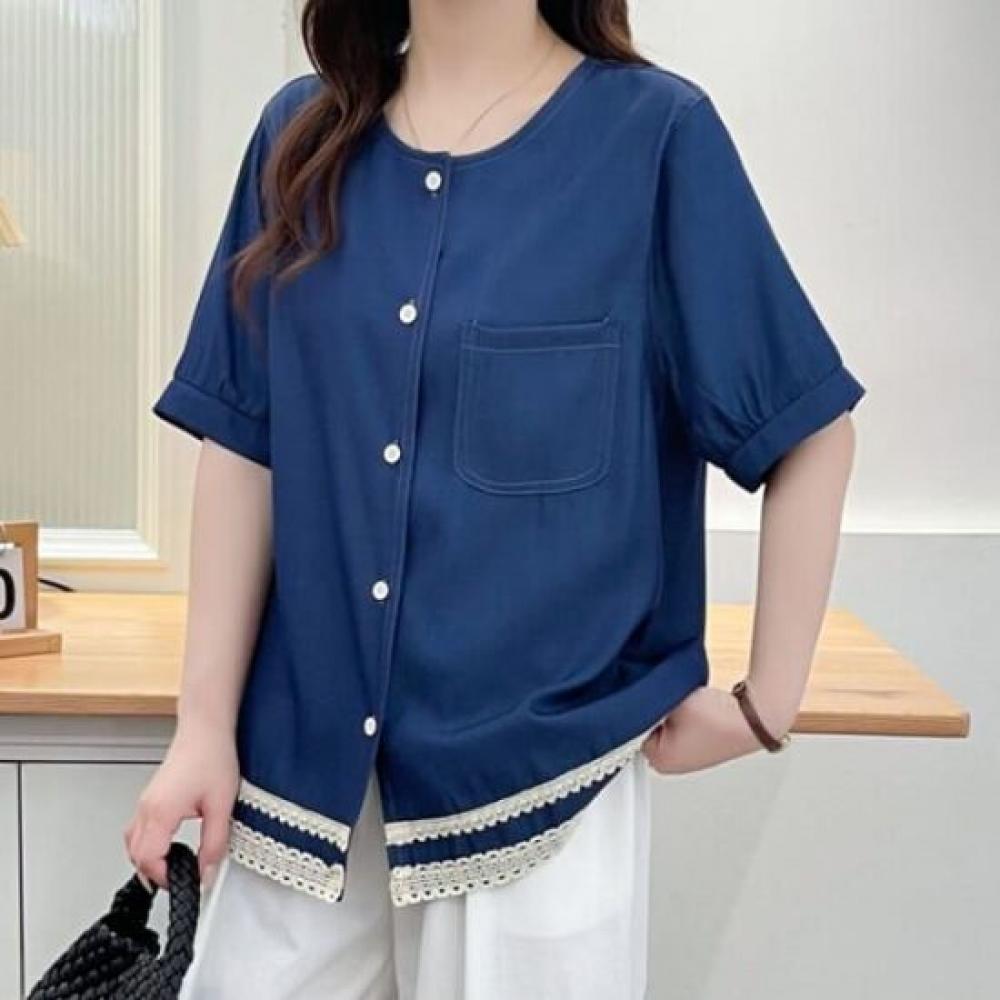 Navava Women Vintage Lace Short Sleeve Blouse Nb2748