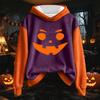 Women's Halloween Print Hoodie Sweatshirt Long Sleeve Pullover with Drawstring
