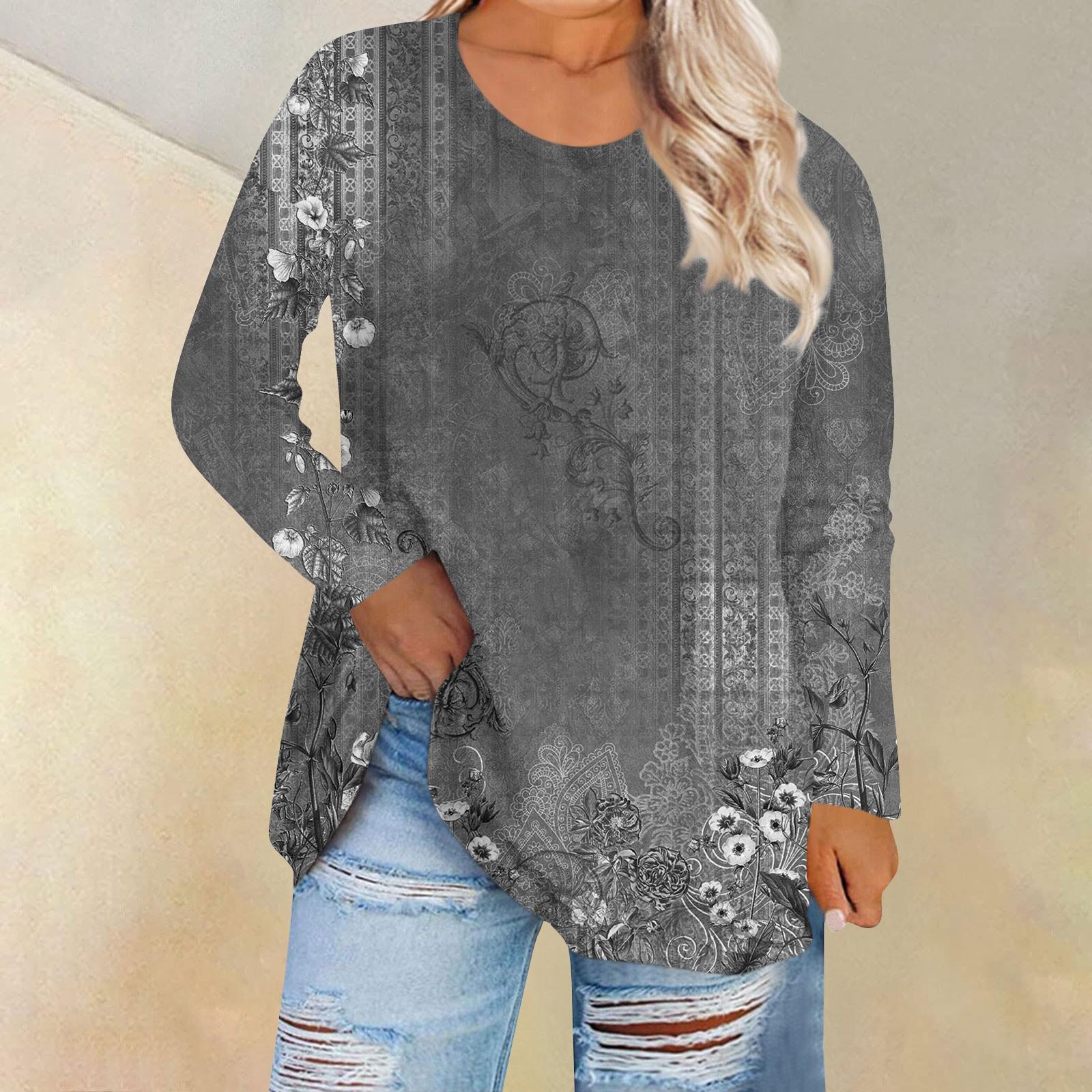 

Женская свободная и удобная футболка с длинным рукавом и длинным рукавом с большим топом и принтом, повседневная XXXXXL