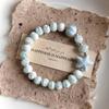 Boho Keramik Perlen Armband für Damen Zartrosa Rund mit Marmor Quadratischen Perlen, Elastisches Dehnbares Design für den Alltag & Geschenk