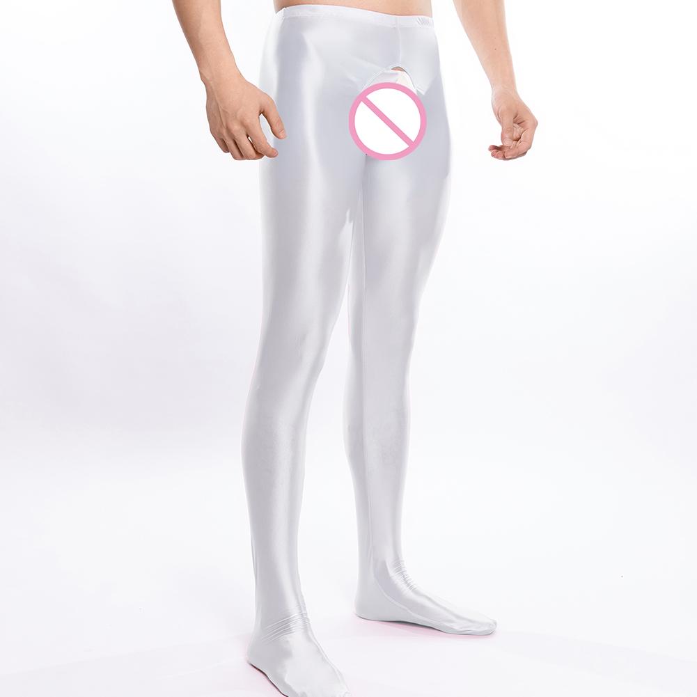 Herrenöl Glänzend Glatt Ganzkörperstrumpf Schrittloser Strumpfhose Leggings Strümpfe Elastischer Unterteil Hosen Nachtwäsche Club Sex Kleidung Verführen