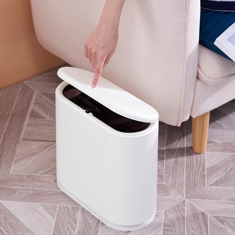 Creative Plastic Wet-Dry Separation Trash Can with Lid and Press-Type Garbage Bag Support.