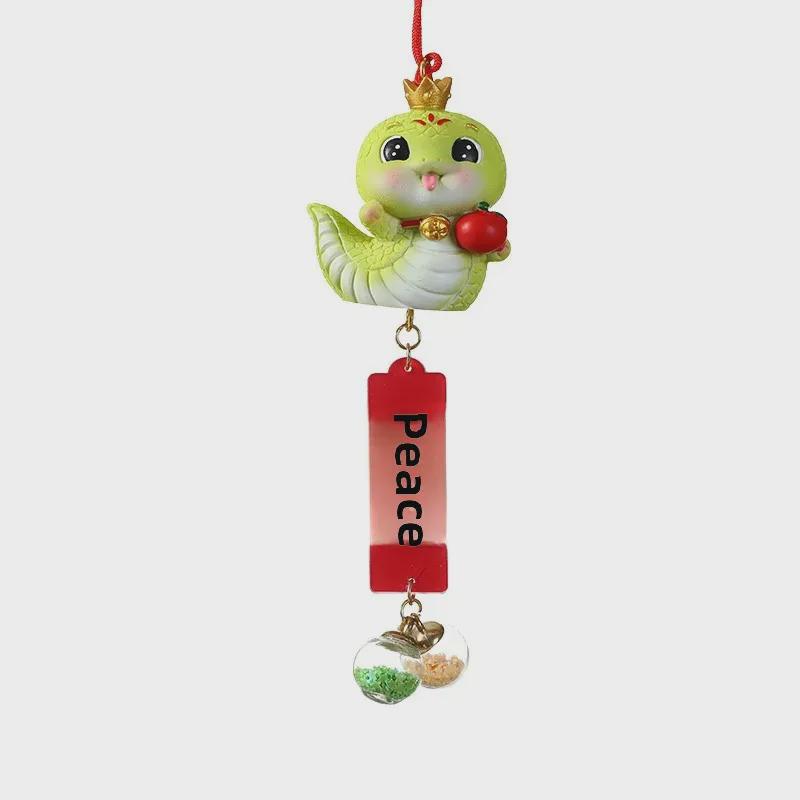 Golden Snake Pendant: Zodiac Snake Car Charm - National Style Mascot Decoration