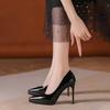 Black Heels 2025 Spring New Pointed Patent Leather Solid Color Bag Head High Heels Women Commuting Ladies Shoes Womens Shoes