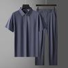 2026 Men's Business Casual 2-Piece Sets Summer Men Hight Quality Ice Silk Tracksuit Male Lightweight Breathable Quick Dry Sets