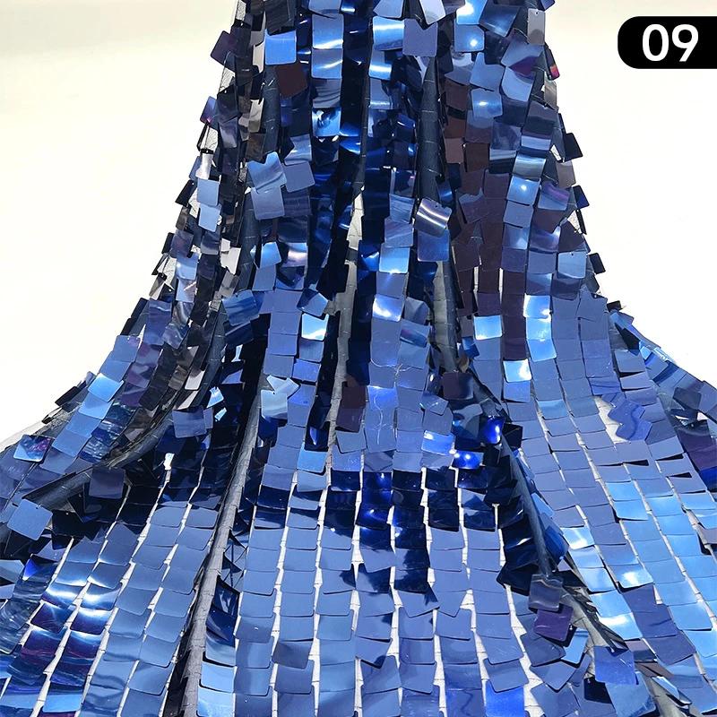 1 Yard Monochromatic Big Square Shiny Mesh Base Fabric Costume Sequin Fabric Women Evening Banquet Dress Sewing Diy Sold By Yard