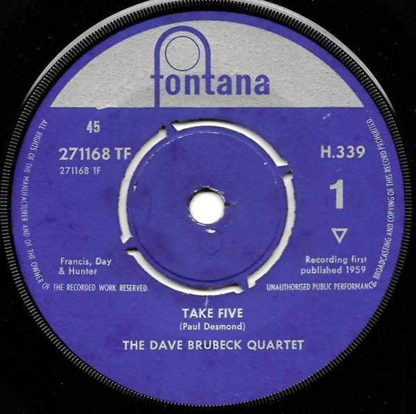 7inch Record DAVE BRUBECK QUARTET - Take Five 271168TF Fontana 1961 UK Jazz Used