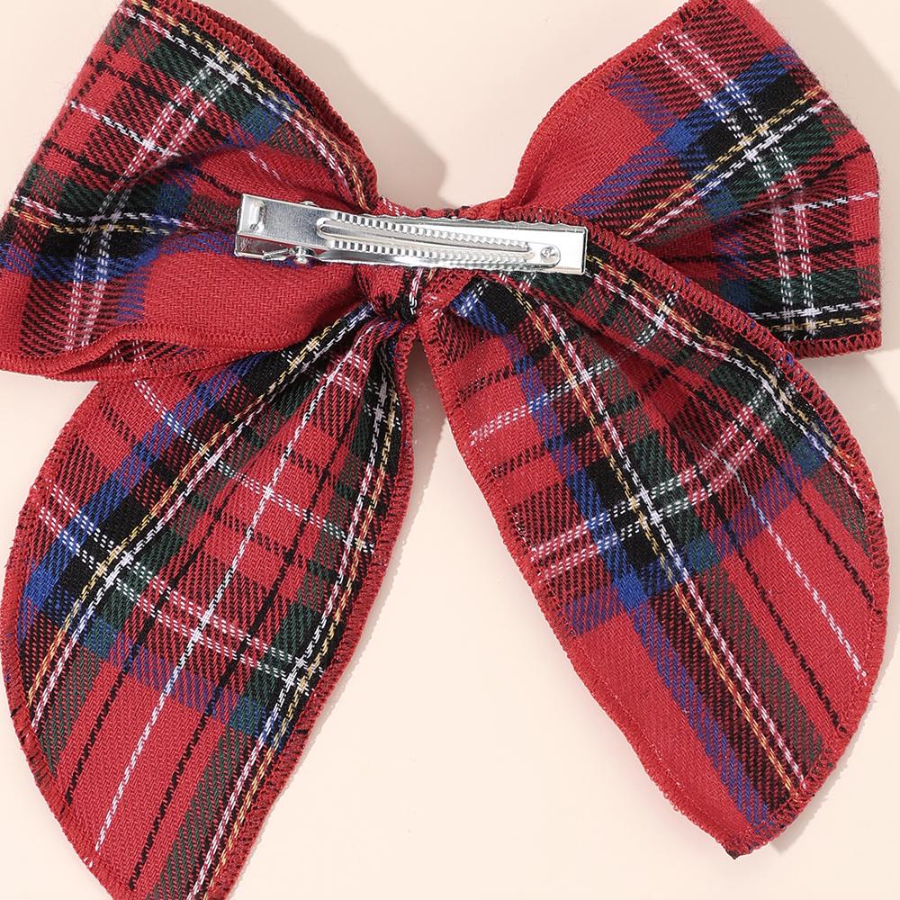 2pcs Retro Christmas Plaid Bow Hair Clips For Girls Festive Checkered Fabric Hairpins Holiday Parties Christmas Hair Accessories
