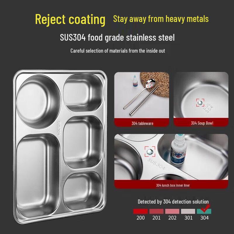 304 Stainless Steel 5-Compartment Bento Lunch Box