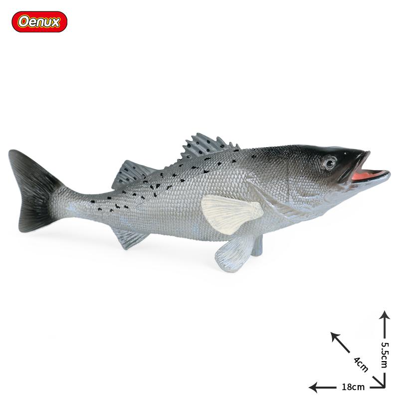 Oenux Sea Life Animals Model Action Figures Ocean Fish Sailfish Bass Grouper Salmon Aquarium Figurines PVC Educational Kids Toy