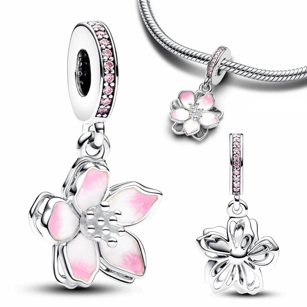 Copper Cherry Blossom Series Flowers Fit Original Women'S Bracelet Diy Making Fine Jewelry Gifts