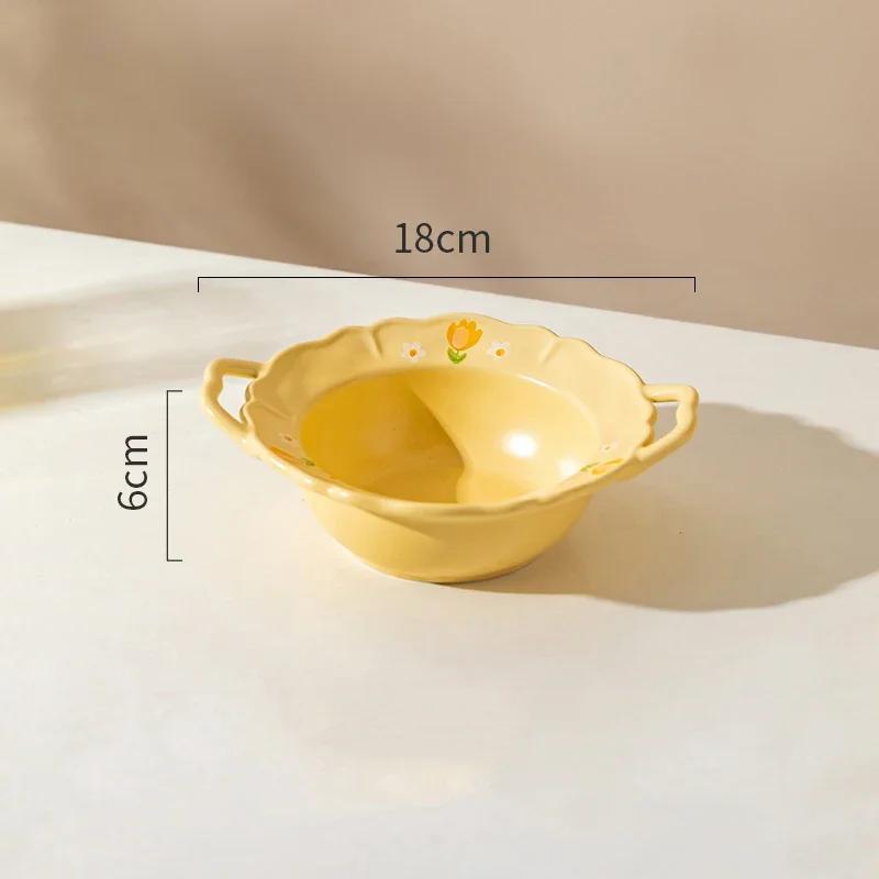 Retro-Blumen-Keramikteller, modisch, kreativ, köstliche Suppenschüssel, für Zuhause, Nachmittagstee, Dessert, Obstteller, exquisiter Fischteller