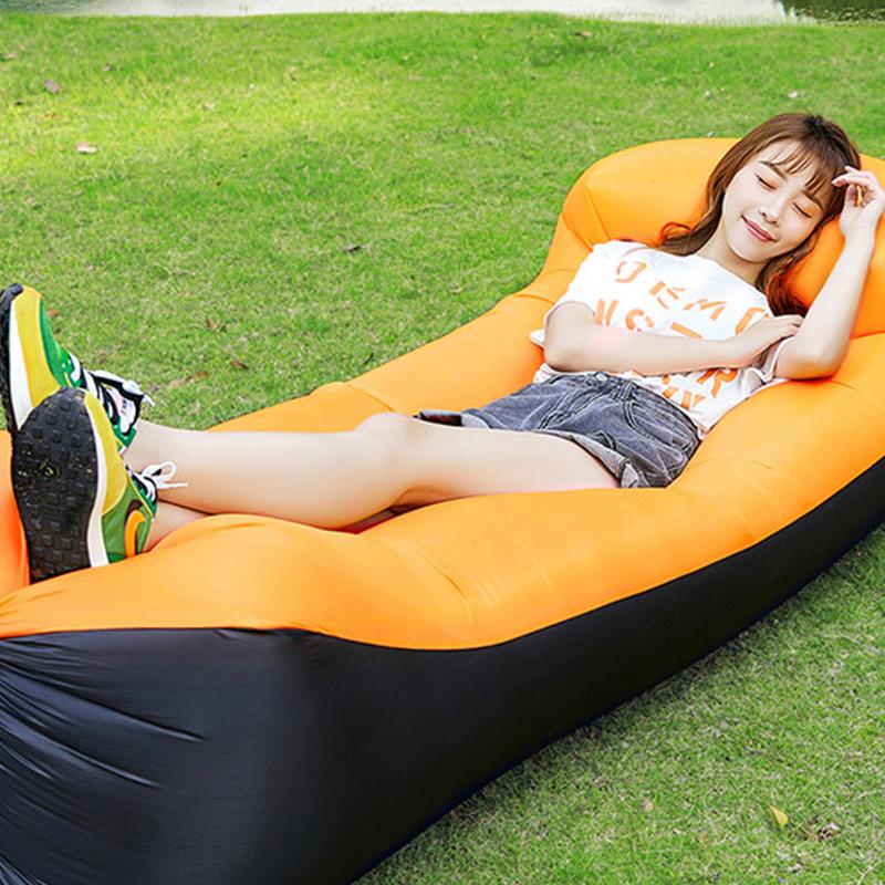 No Pump Needed Lounger Portable Air Sofa with Pillow Portable Camping Lounger Waterproof Blow Up Couch for Camping Beach Backyar