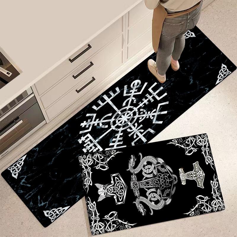 Entrance Front Doormat Symbol Valknut Nordic Valhalla Non-slip Kitchen Living Room Rug Balcony Bathroom Foot Floor Mat Carpet