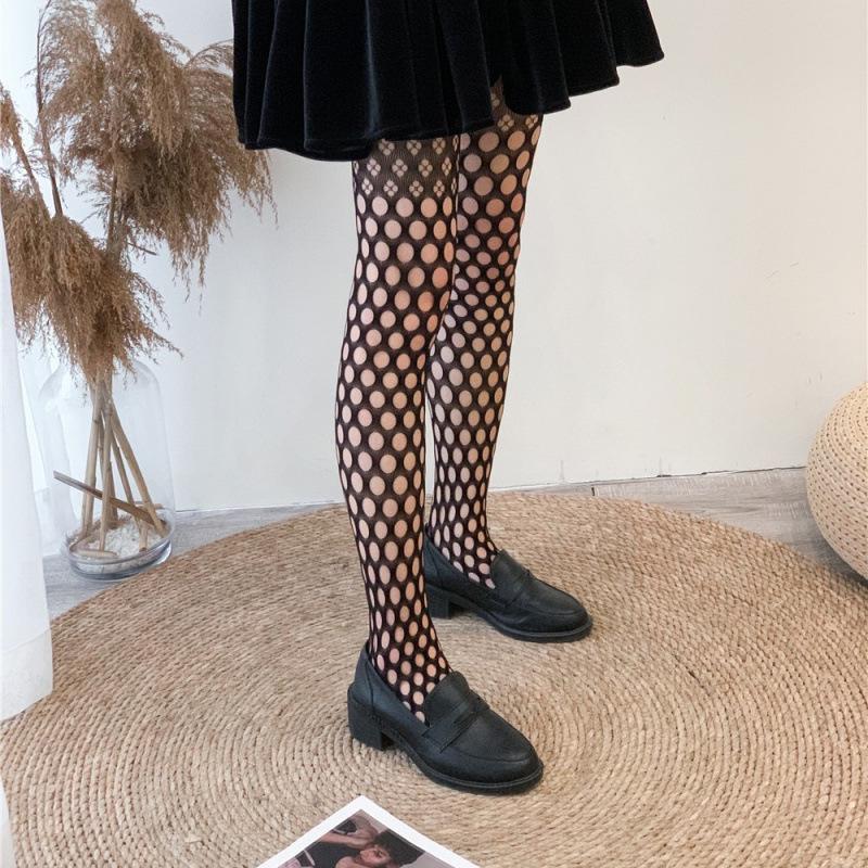Xiaohongshu Trendy Dark Fishnet Socks - Spring/Summer Thin Jacquard Black Stockings