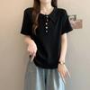 Plus Size Women's Summer Fashion Fashion Sweet Colorful Button Short-sleeved T-shirt Women
