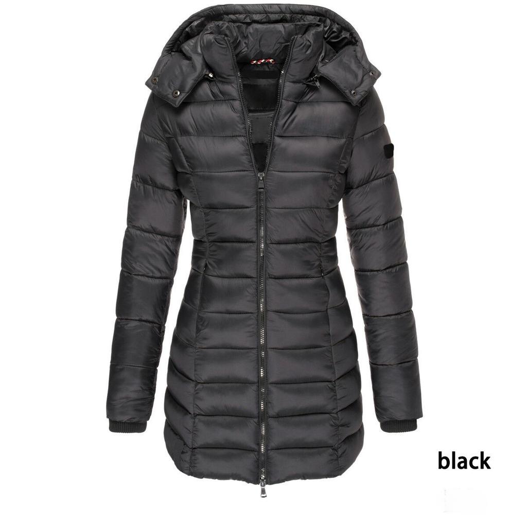 Women's Mid-length Cotton Jacket with Hood, Warm/body-highlighting/various Colors/zipper, Women's Winter Warm Jacket S-3XL