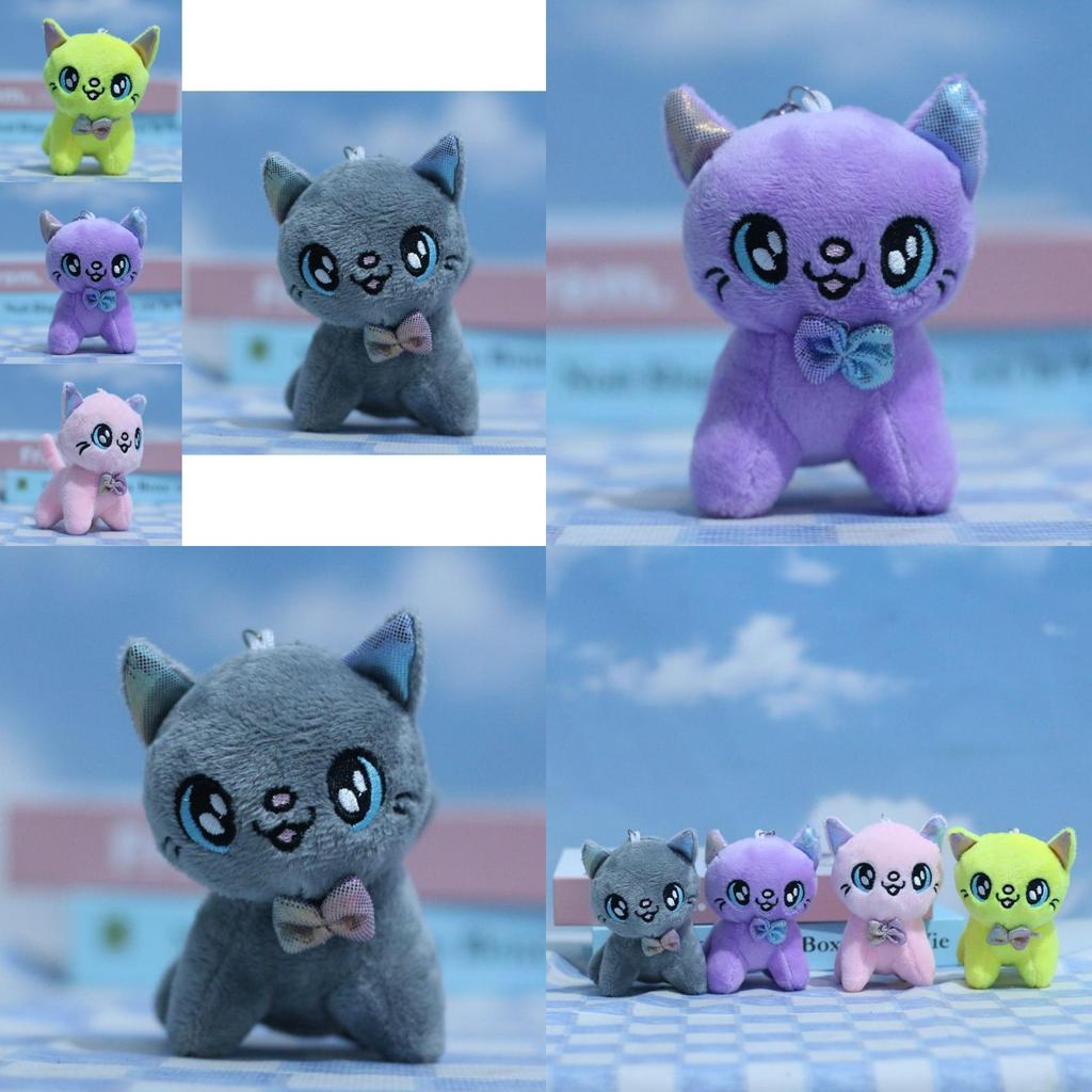 Charming Colorful Plush Cat Keychain Collectible Adorable Stuffed Doll For Bags