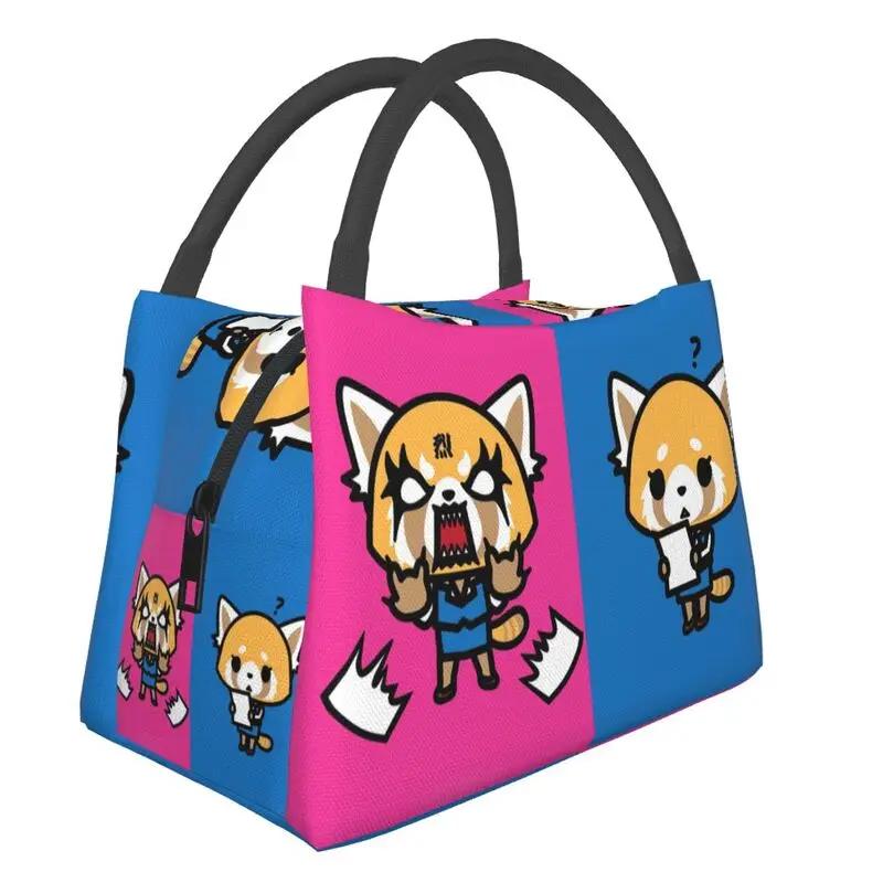 Death Metal Aggretsuko Aggressive Retsuko Portable Lunch Boxes Japanese Anime Manga Thermal Cooler Food Insulated Lunch Bag