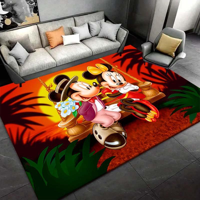 

1pc Minnie and Mickey Pattern Area Rug Soft Flannel Floor Mat for Living Room, Bedroom, Kitchen, Sofa Coffee Table Floor Mat, Machine Washable 60cm by 90cm