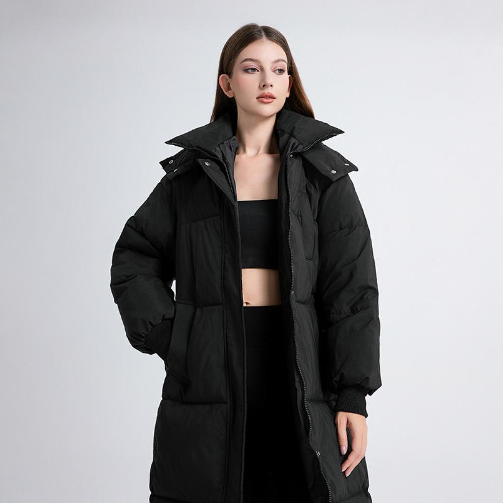 Women's Long Winter Down-Cotton Padded Jacket – Over-the-Knee Padded Coat, Thickened Mid-Length Jacket  Loose Bread-Style Quilted Jacket