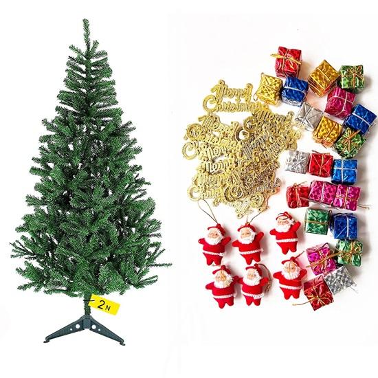Christmas Tree 2 Feet with 54 Decoration Hanging Props Ornaments for Table Top Office Small Artificial Xmas Tree Party Decor Items for Home