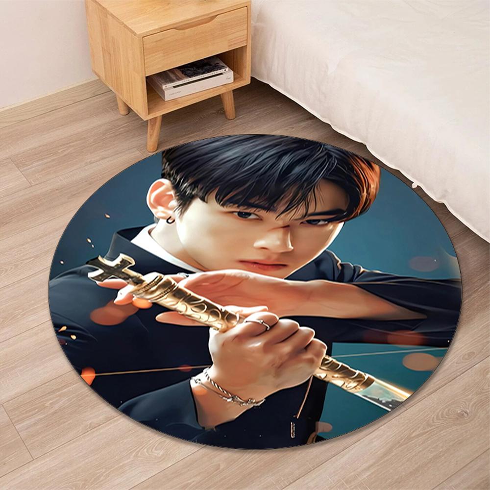 Cha Eun Woo Printed Round Rug Carpet Chair Rug Area Rug Entryway Doormats,for Office Chair Living Room Bedroom Kitchen Room.