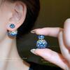 Silver Needle with Diamonds, Two Earrings Before and After, New Fashion Versatile Stud Earrings, Niche High-end Temperament Earrings, Women