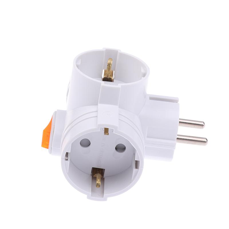 1Pc Wall Socket Extender With Switch 1 To 3 Way Eu Plug Adapter European Standard Power Adapter Multiple Sockets For Home