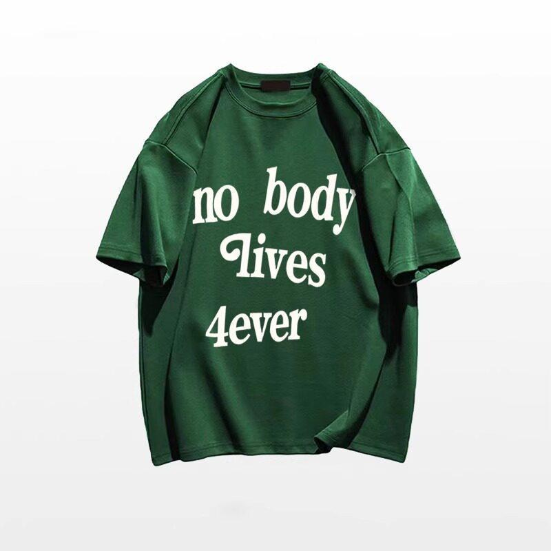 American Pure Cotton Guochao Brand Letter Printing Short-sleeved T-shirt Women's Summer New Loose Fat Mm Large Size Half-sleeved Top