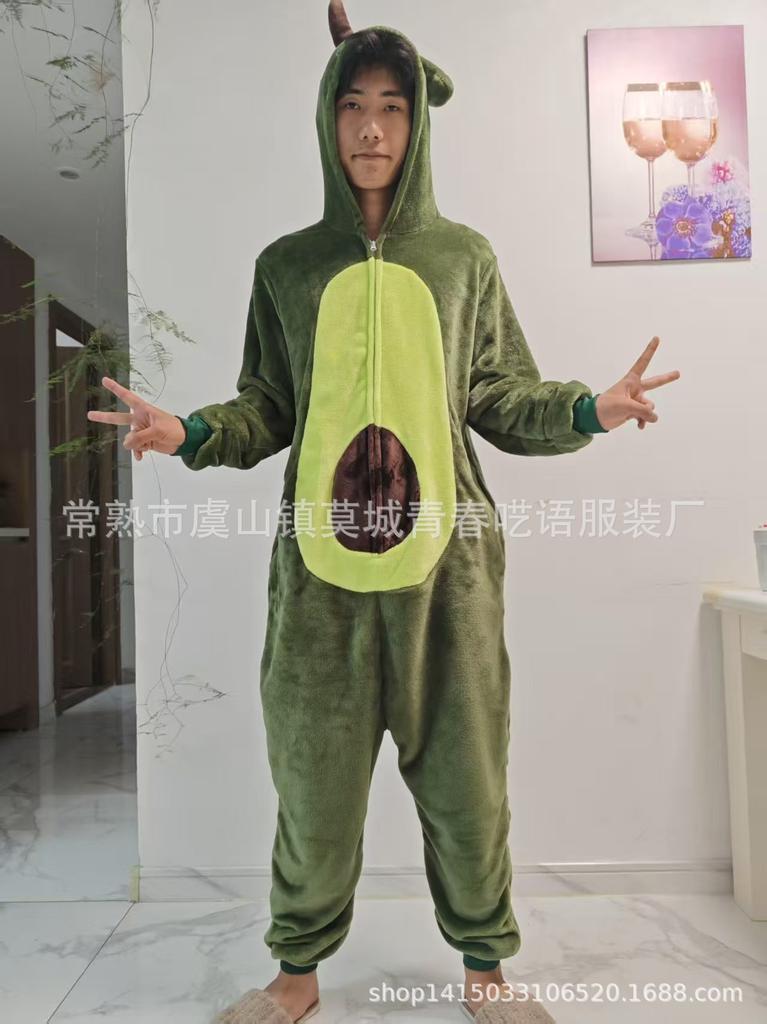 Strawberry Bear Star Burning Man Cartoon One-Piece Pajamas Melody Flannel Men'S And Women'S Loungewear