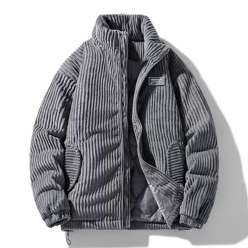 

Eldoria Men s Warm Corduroy Jacket - Winter/Autumn Thick Cotton, Loose Fit, American Style, Cold-Resistant 3XL серый