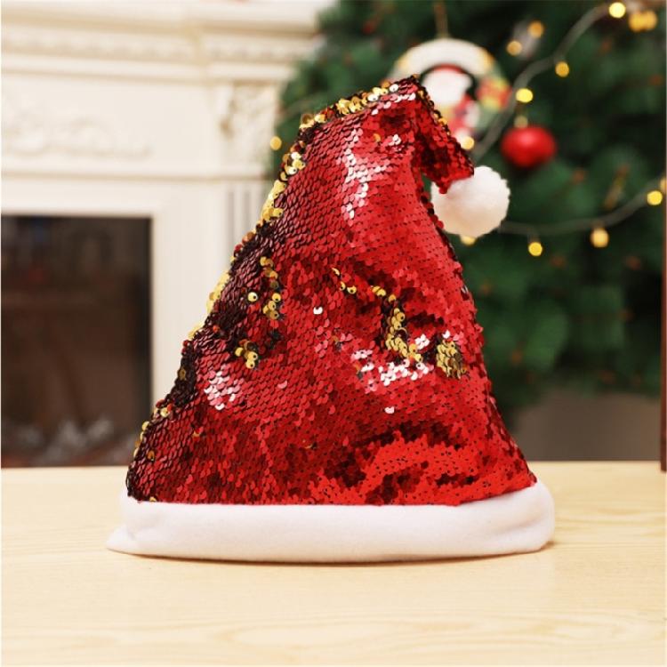 Holiday Glitter Santa Hat Color Flip Sequins Christmas Hat Santa Clauses Hat