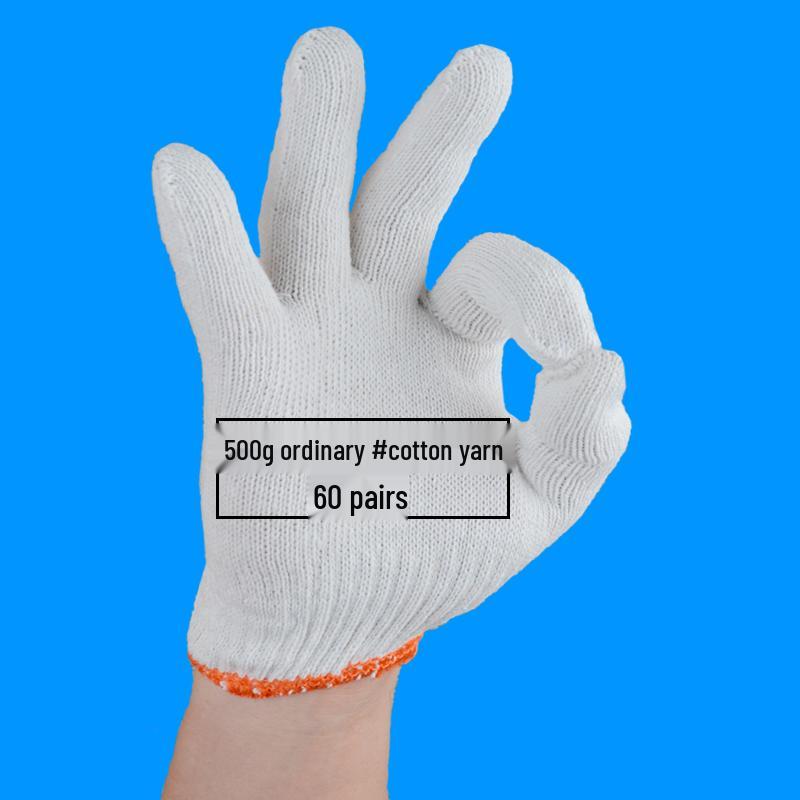 Men's Durable White Cotton Nylon Work Gloves for Construction