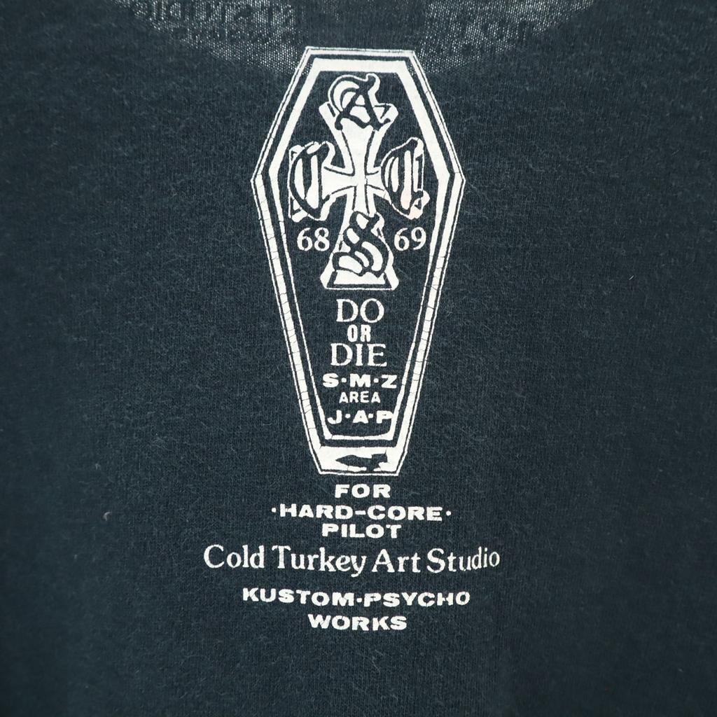 anvil Cross Print Long sleeve T-shirt S Navy Ron T Men's Used