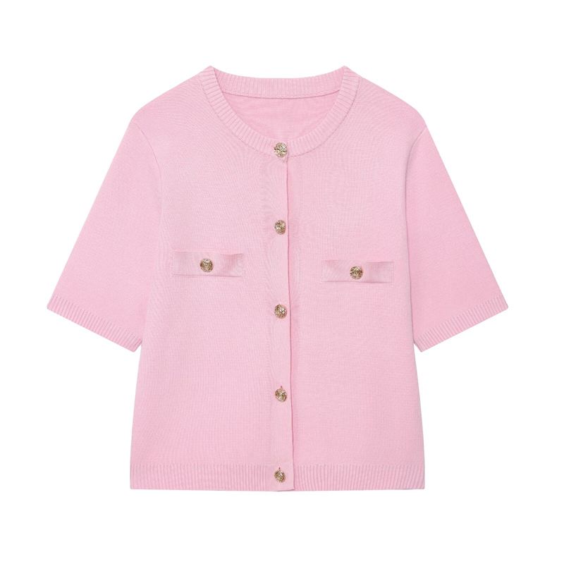 Araltay New Arrival Women's Clothing Fashion Style Fashion All-Match Casual Round Neck Short Sleeves Simple Knitting Coat Top