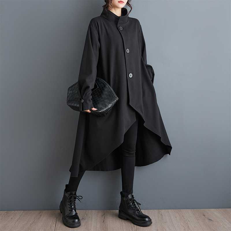 Palton de lână de iarnă pentru femei, modă, damă, mediu lung, slim, mărime mare, mânecă lungă, jachetă de lână rezistentă la vânt, femei