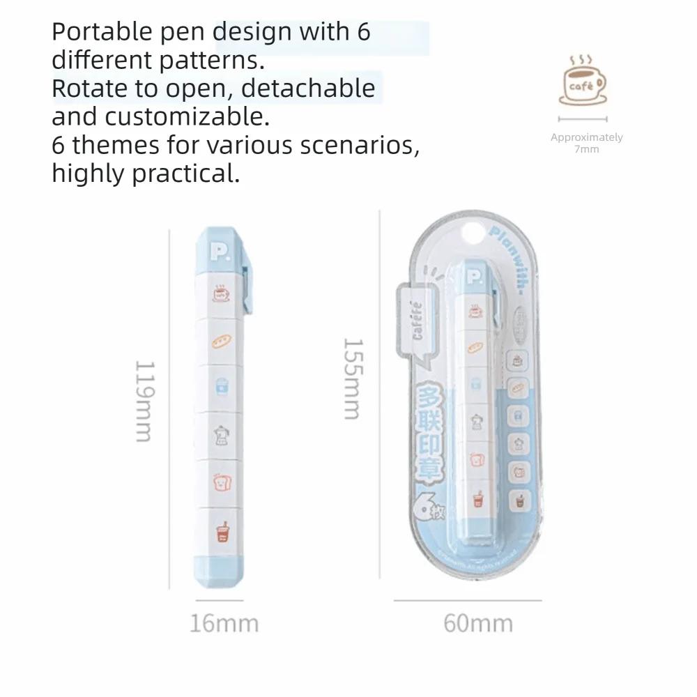 Cute Detachable Arrival Cute To Do List Journal Stamp Multi-Head Portable Diary Seal Stamp Mark for Scrapbook Journal