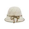 VARZAR Heart Chain Crochet Ribbon Bucket Hat Beige