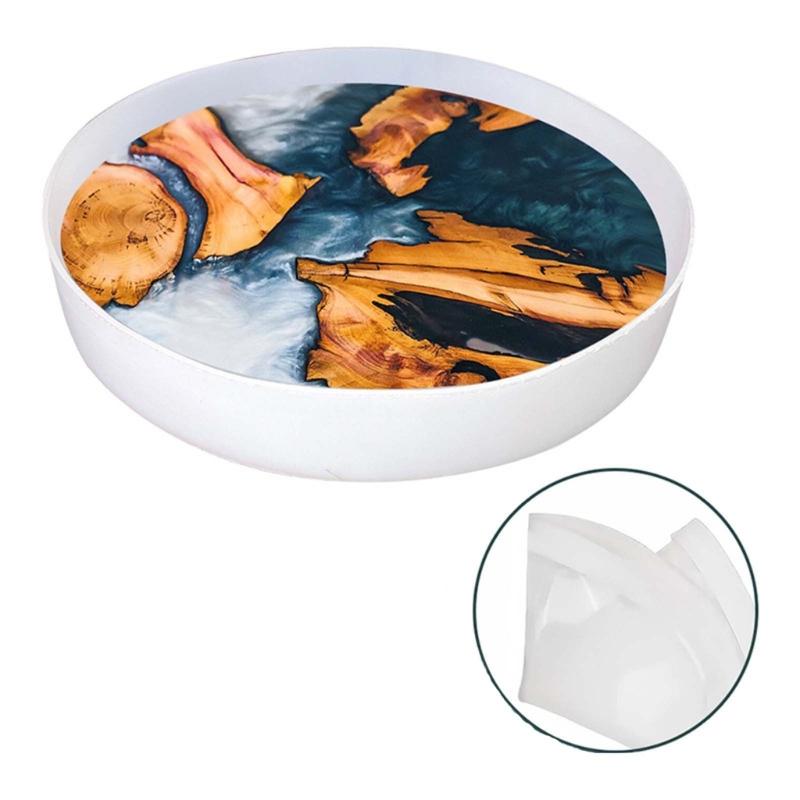 Große Harz Tischform Rund Charcuterie Board Tablett Harzform Klapptischbein Runder Schreibtisch Silikonformen DIY Dekore
