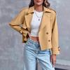 Women's Khaki Short Trench Coat with Epaulets