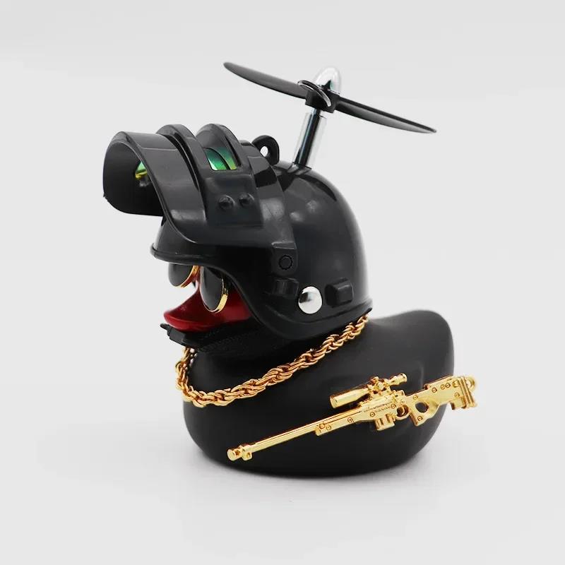 Gummi Gelbe Ente Spielzeugauto Armaturenbrett Dekorationen Auto Fahrrad Ornamente Gelbe Ente mit Propeller Helm Auto Innenzubehör