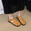 Soft-soled French retro woven bag head sandals women's fashion 2025 summer fairy wind flat-soled pregnant women Roman shoes tide