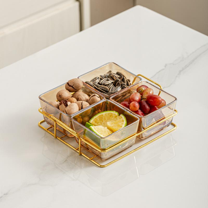 Light Luxury Glass Fruit Plate  Creative Household Living Room Snack Plate  Dried Fruit Snack Plate  Dessert Plate  Candy Plate  Fruit Plate