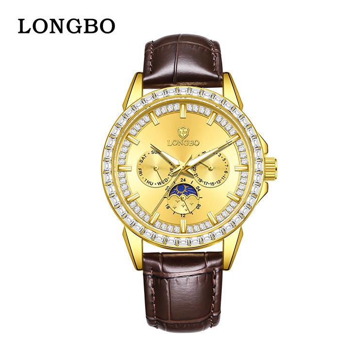 Longbo Classic Men s Business Leather Belt Waterproof Light Luxury Wristwatch 83816