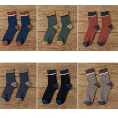 5 Paar Herren-Socken aus Baumwolle, kurz, Frottee, Winter, gestreift, einfarbig, weich, Business-Handtuch, thermisch, warm, Partykleid, lang, Happy Socks