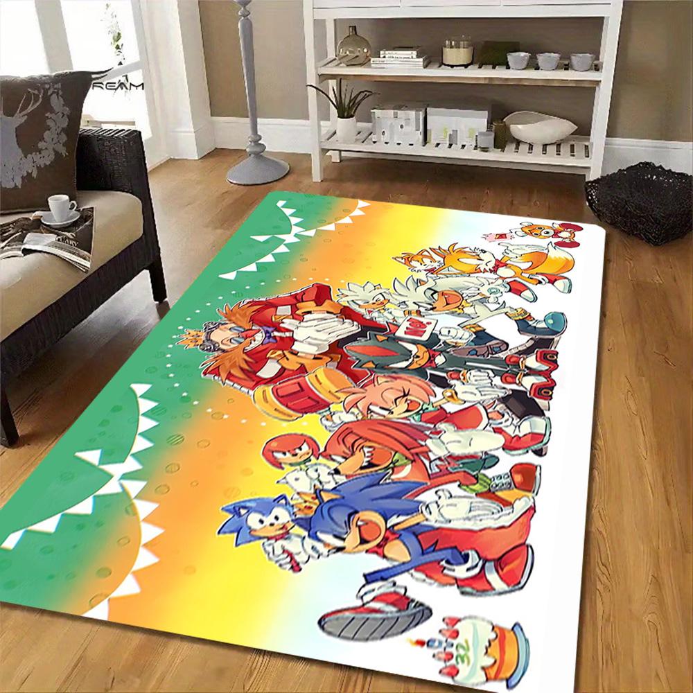 Sonic The Hedgehog Figures Set Decoration,Carpet,Living Room,Bedroom, Non-slip,Square rug